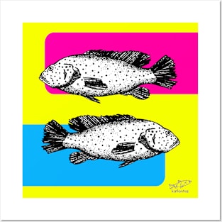 pop art fish design Posters and Art